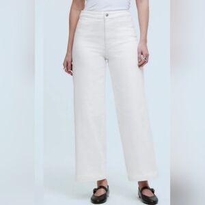 Madewell Emmett Wide Leg Crop white pants, women's size 33 waist